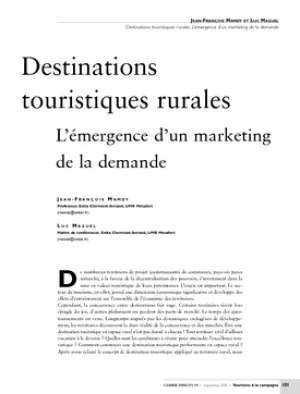 Destinations touristiques rurales. L'émergence d'un marketing de la demande