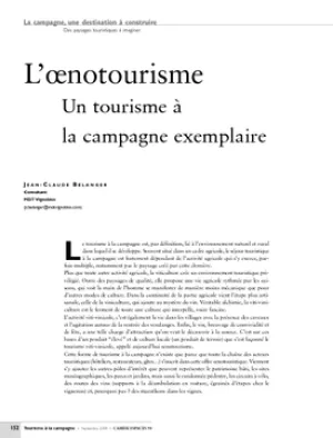 L'œnotourisme. Un tourisme à la campagne exemplaire
