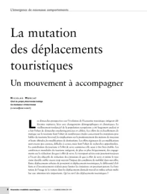 La mutation des déplacements touristiques. Un mouvement à accompagner