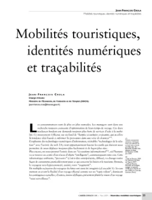 Mobilités touristiques, identités numériques et traçabilités
