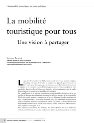 La mobilité touristique pour tous. Une vision à partager