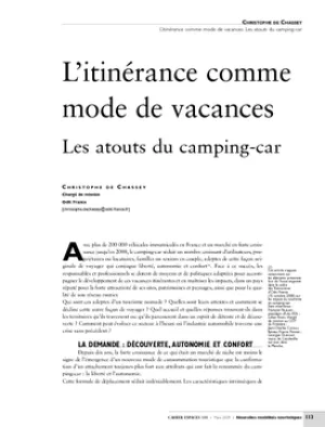 L'itinérance comme mode de vacances. Les atouts du camping-car