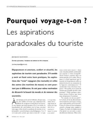 Pourquoi voyage-t-on ? Les aspirations paradoxales du touriste