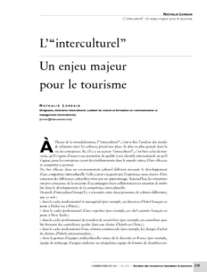L'"interculturel". Un enjeu majeur pour le tourisme
