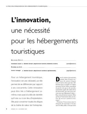 L'innovation, une nécessité pour les hébergements touristiques