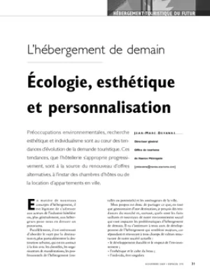 L'hébergement de demain. Écologie, esthétique et personnalisation