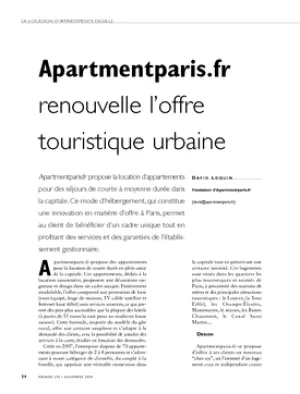 Apartmentparis.fr renouvelle l'offre touristique urbaine