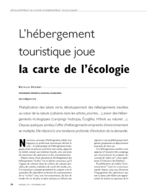 L'hébergement touristique joue la carte de l'écologie