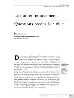 La nuit en mouvement. Questions posées à la ville