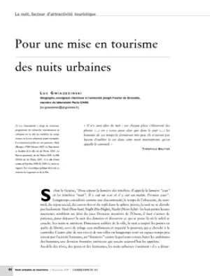 Pour une mise en tourisme des nuits urbaines