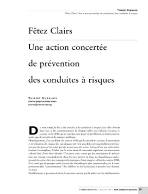 Fêtez Clairs. Une action concertée de prévention des conduites à risques