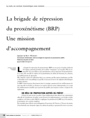 La brigade de répression du proxénétisme (BRP). Une mission d'accompagnement