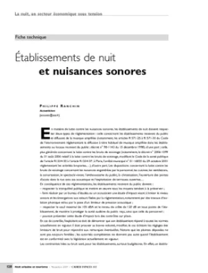 Établissements de nuit et nuisances sonores	(fiche technique)