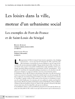 Les loisirs dans la ville, moteur d'un urbanisme social. 
Les exemples de Fort-de-France et de Saint-Louis du Sénégal