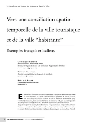 Vers une conciliation spatio-temporelle de la ville touristique et de la ville "habitante". Exemples français et italiens