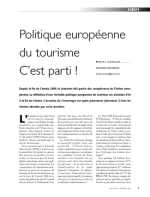 Politique européenne du tourisme. C'est parti !