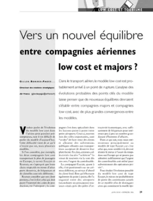 Vers un nouvel équilibre entre compagnies aériennes low cost et majors ?