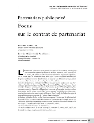 Partenariats public-privé. Focus sur le contrat de partenariat