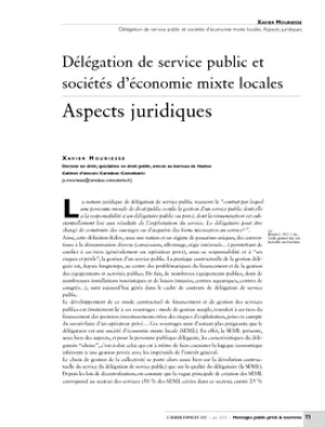 Délégation de service public et sociétés d'économie mixte locales. Aspects juridiques