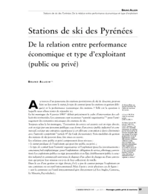 Stations de ski des Pyrénées. De la relation entre performance économique et type d'exploitant (public ou privé)