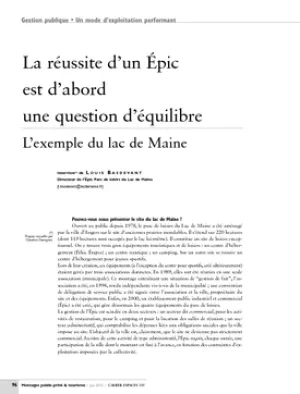 La réussite d'un Épic est d'abord une question d'équilibre. L'exemple du lac de Maine