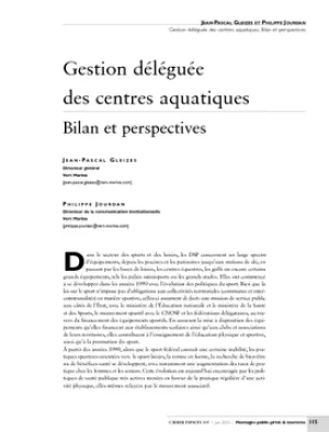 Gestion déléguée des centres aquatiques. Bilan et perspectives