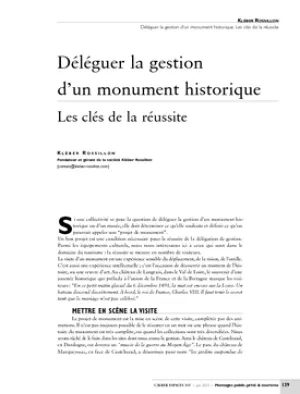 Déléguer la gestion d'un monument historique. Les clés de la réussite