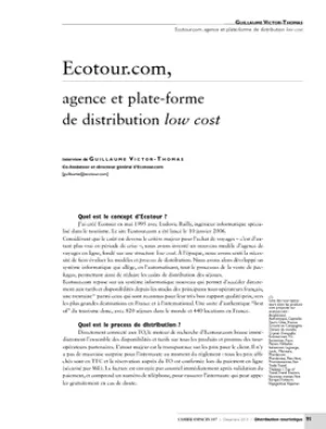 Ecotour.com, agence et plate-forme de distribution low cost