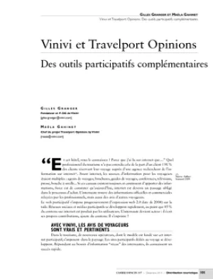 Vinivi et Travelport Opinions. Des outils participatifs complémentaires
