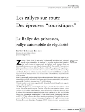 Les rallyes sur route. Des épreuves "touristiques"