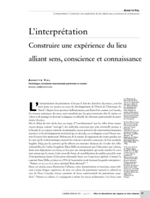 L'interprétation. Construire une expérience du lieu alliant sens, conscience et connaissance