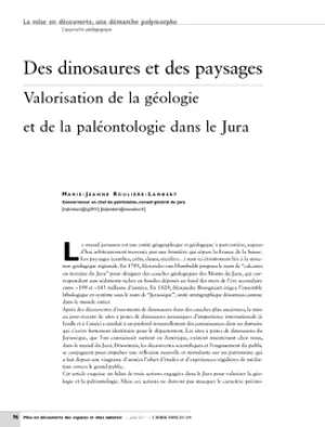 Des dinosaures et des paysages. Valorisation de la géologie et de la paléontologie dans le Jura