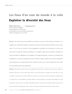 Les lieux d'un tour du monde à la voile. Exploiter la diversité des lieux