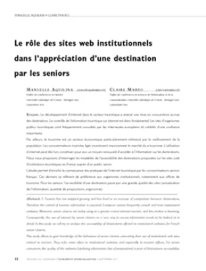 Le rôle des sites web institutionnels dans l'appréciation d'une destination par les seniors