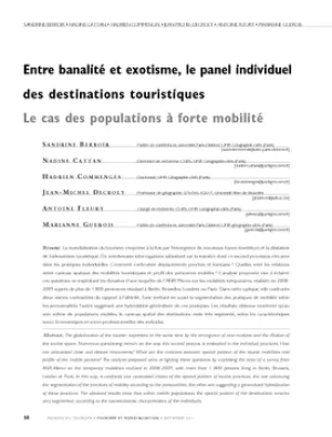 Entre banalité et exotisme, le panel individuel des destinations touristiques. Le cas des populations à forte mobilité