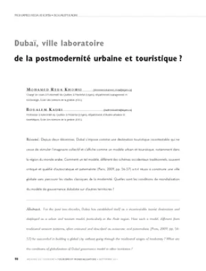 Dubaï, ville laboratoire de la postmodernité urbaine et touristique ?
