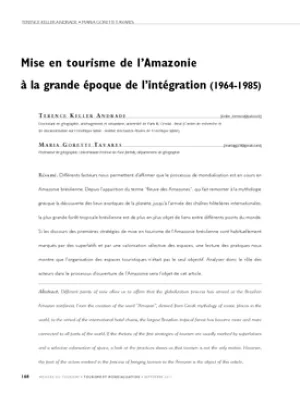 Mise en tourisme de l'Amazonie à la grande époque de l'intégration (1964-1985)