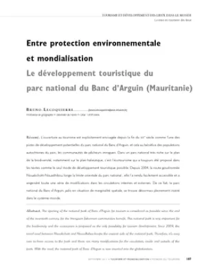 Entre protection environnementale et mondialisation. Le développement touristique du parc national du Banc d'Arguin (Mauritanie)