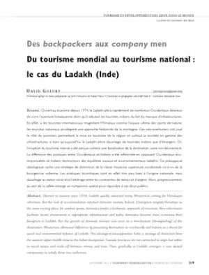 Des backpackers aux company men. Du tourisme mondial au tourisme national : le cas du Ladakh (Inde)