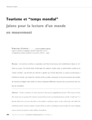 Tourisme et “temps mondial” Jalons pour la lecture d'un monde en mouvement