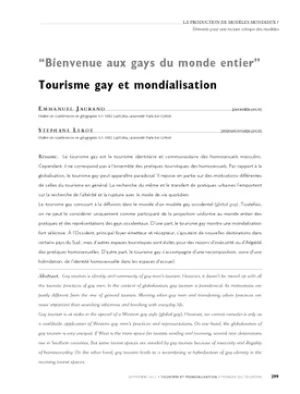 “Bienvenue aux gays du monde entier”. Tourisme gay et mondialisation
