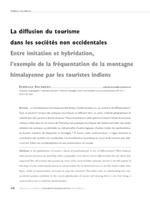 La diffusion du tourisme dans les sociétés non occidentales. Entre imitation et hybridation, l'exemple de la fréquentation de la montagne himalayenne par les touristes indiens