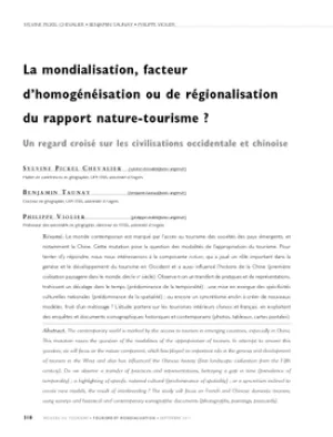 La mondialisation, facteur d'homogénéisation ou de régionalisation du rapport nature-tourisme ? Un regard croisé sur les civilisations occidentale et chinoise