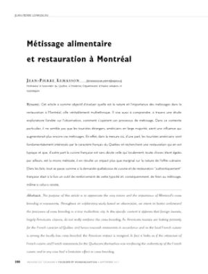Métissage alimentaire et restauration à Montréal