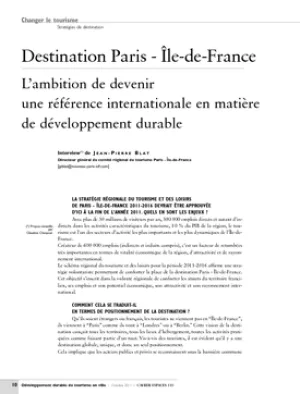 Destination Paris - Île-de-France. L'ambition de devenir une référence internationale en matière de développement durable