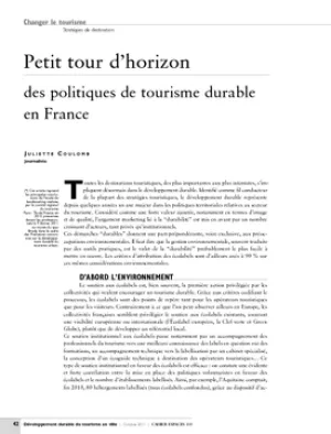 Petit tour d'horizon des politiques de tourisme durable en France