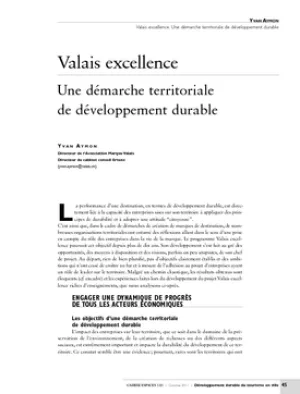 Valais excellence. Une démarche territoriale de développement durable