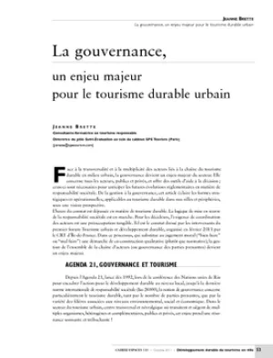 La gouvernance, un enjeu majeur pour le tourisme durable urbain
