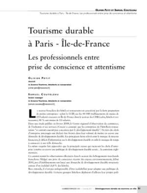 Tourisme durable à Paris - Île-de-France. Les professionnels entre prise de conscience et attentisme