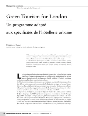 Green Tourism for London. Un programme adapté aux spécificités de l'hôtellerie urbaine